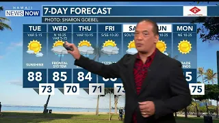 One more day of stable dry weather before a front brings showers statewide starting tomorrow