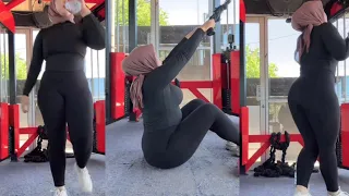 try on hijab style try on legging black big size xxl
