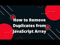 JavaScript Tutorial in Hindi Remove duplicate values from JS array