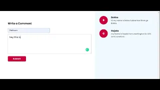 Add a Comment React Application React JS