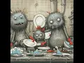 monsters washing dishes