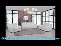 Global United 2 pc Latitude run huckleberry modern style white genuine leather sofa and love seat