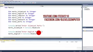 Learn a simple visual basic console program lecture 3