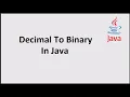 Decimal To Binary Conversion In Java