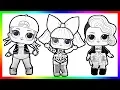 LOL Surprise Dolls Coloring Book Page for Kids How to draw Diva Rocker MC Swag LOL Surprise GLEECLUB