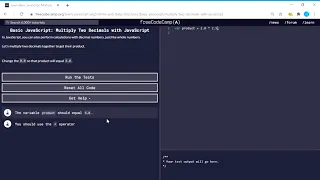 Basic JavaScript Multiply Two Decimals with JavaScript freeCodeCamp
