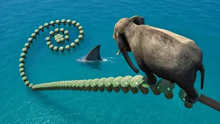 باركور الفيل أمام منحدر الفطر المرعب 🐸 GTA 5  Elephant Vs Shark Spiral Mushroom Challenge