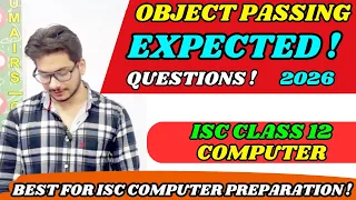 Object Passing in Java Important Question 2026 ISC Class 12 Computer