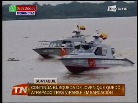 Continúa búsqueda de joven que quedó atrapado tras virarse embarcación