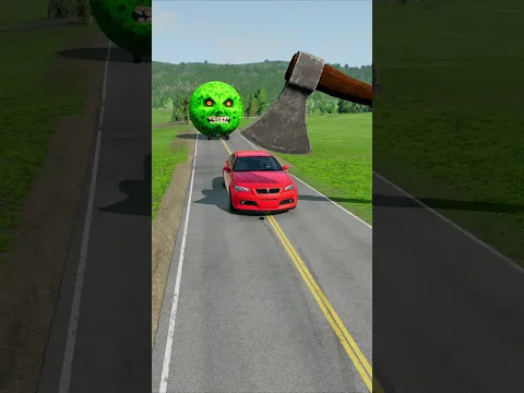 Big & Small Cars vs Giant Axe - BeamNG.drive