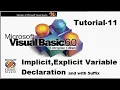 Variable declaration with suffix implicit and explicit declaration of variable Tutorial 11