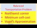 Operation Research 13 Transportation Problem northwest corner least cost cell VAM method