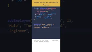 JavaScript Shorts Clean Coding Best Practices Functions