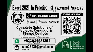 Excel 2021 In Practice Ch 7 Advanced Project 7-7 SIMnet Help Assignment Guide Step by Step help