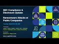 SEC Compliance and Disclosure Update - Ransomware Attacks at Public Companies