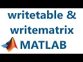 Matlab writetable writematrix