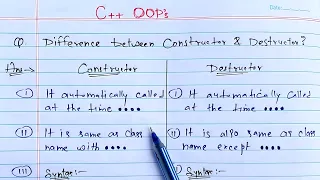 Difference between Constructor and Destructor in C in hindi Constructor Vs Destructor