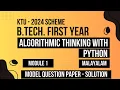 KTU BTECH 2024 First Semester-Algorithmic Thinking with Python - Module 1