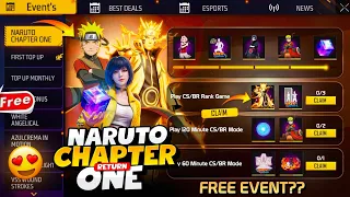 🔥NARUTO CHAPTER 1🤩RETURN FREE EVENT FREE FIRE || FREE FIRE  NEW EVENT || FREE FIRE NARUTO COLLAB