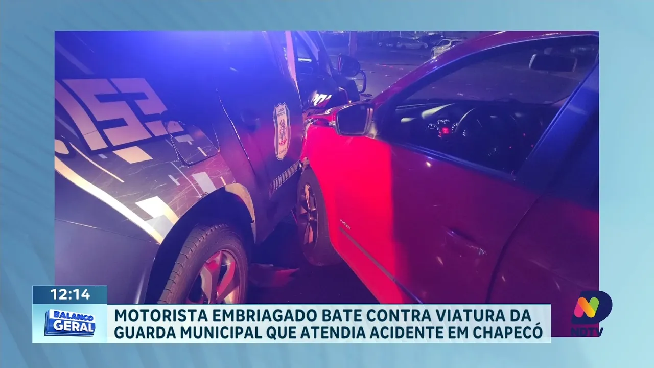 Motorista embriagado colide com viatura da Guarda Municipal em Chapecó