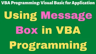 Using Message Box in VBA Programming Excel VBA Visual Basic for Application