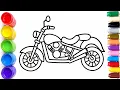 Motorcycle Coloring Page for Kids Easy Bike Drawing Black White Outline Meemaa Kids Channel
