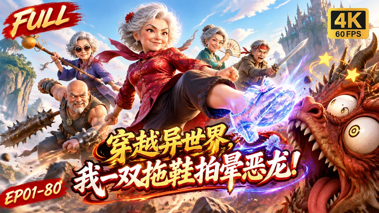八十大寿收水晶拖鞋,一脚踩进恶龙异界!老太太带姐妹团打怪闯五关,打通两界回家!恶龙都懵了