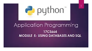 17CS664 PYTHON -MODULE 5 Part - 3