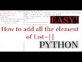 Python Tutorial Finding sum of element in list