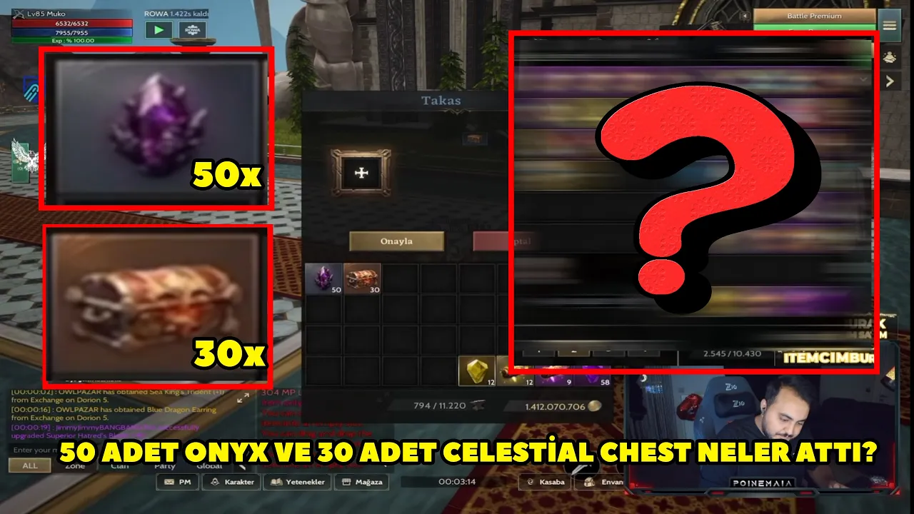 PoineMaia - 50 Adet Onyx ve 30 Adet Celestial Chest Kırdırdı, Şaşırttı ! Rise Online Mobile