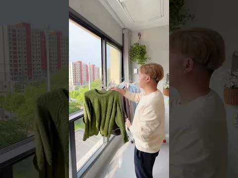Indoor Outdoor Retractable Clothesline Wall Mounted Laundry Drying Rack #shorts #gadgests #rack