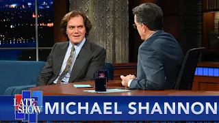 michael shannon jams on some bob dylan lyrics with stephen colbert