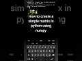 How to create a simple matrix in python using numpy