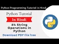 STRINGS IN PYTHON - Python Programming Tutorial for Beginners in Hindi