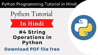 STRINGS IN PYTHON - Python Programming Tutorial for Beginners in Hindi