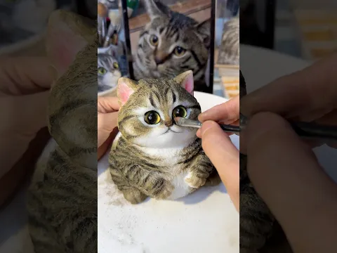 No one can resist this chubby tabby squishy, the painting process is so calming#squishy #diy #cat