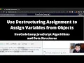 Use Destructuring Assignment to Assign Variables from Objects ES6 freeCodeCamp tutorial
