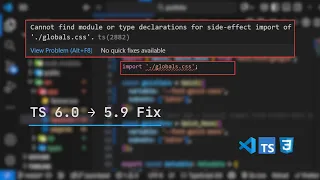 Cannot find module or type declarations for side-effect import of globals css