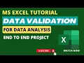 Data Validation In Excel For Data analysis End to End Project for freshers
