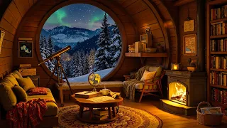 Cozy Winter Night Ambience In Wooden Cabin Soft Piano Jazz Snowfall Fireplace Sounds To Unwind 