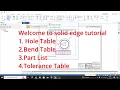 Solid edge drafting tables