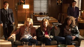 queen meeting with ray foster bohemian rhapsody movie scene rami malek gwilym lee ben hardy