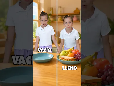 Palabras opuestas divertidas: Alto – Bajo, Vacío – Lleno, Arriba – Abajo