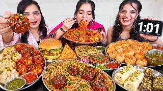 Guess the Riddles (Paheliya) Food Challenge | Golgappa, Spicy Momos🔥, Manchurian, Burger, Noodles..