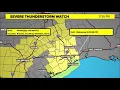 Live radar Tracking a line of storms moving through the Houston area