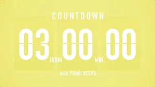 3 Hour Countdown Timer Flip Clock With Piano Beeps 