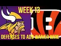 Defense ST To Add Waiver Wire Week 13