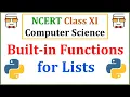 Built-in Functions for Python Lists NCERT Class 11 Computer Science with Python