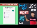 React Project using Material UI Free Code Create ToDo List App in React in Hindi in 2020