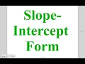 Algebra Lesson 4-3 Slope-Intercept Form